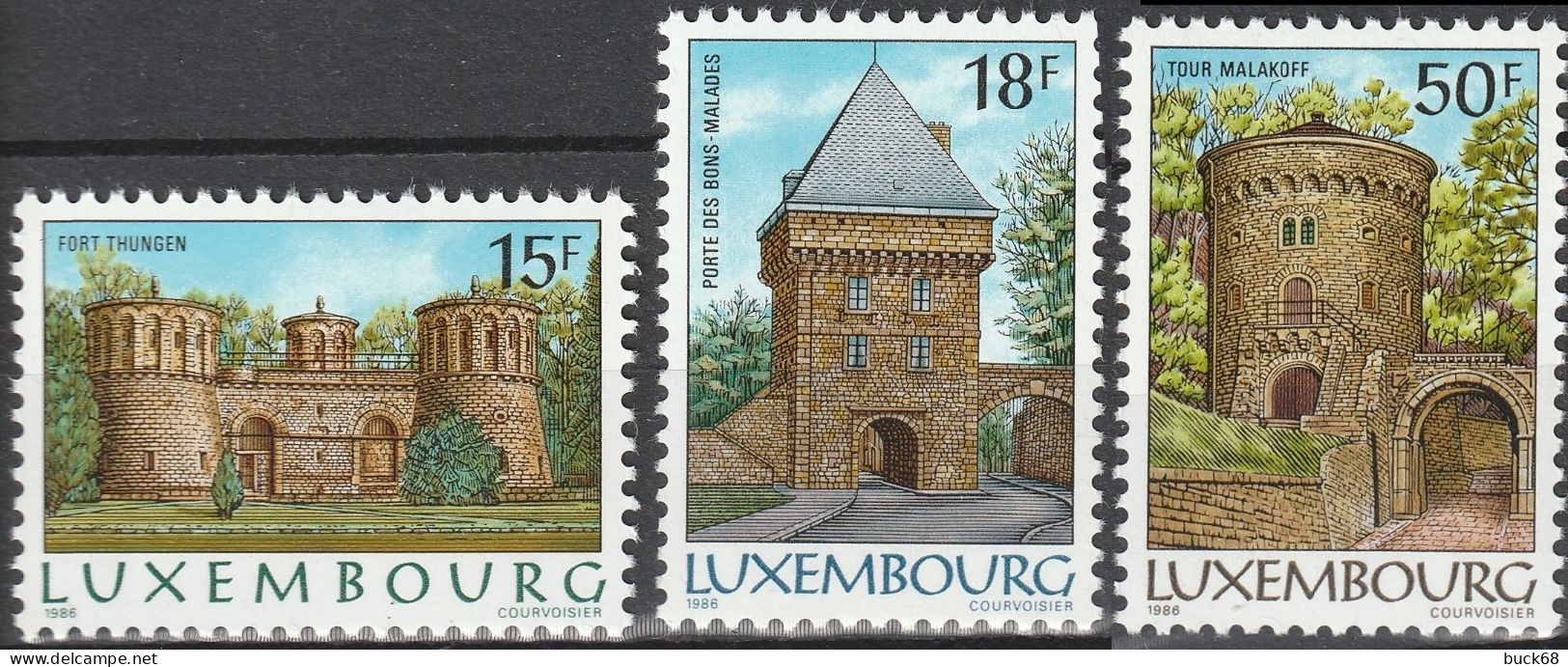 LUXEMBOURG 1103 à 1105 ** MNH Fortification Fort Thungen Bons-Malades Malakoff (CV 9,50 €) 1986 - Nuovi
