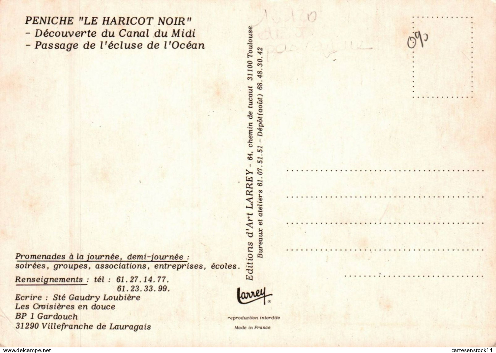 N°41873 Z -cpsm Péniche "le Haricot Noir" Dans Le Canal Du Midi - Péniches