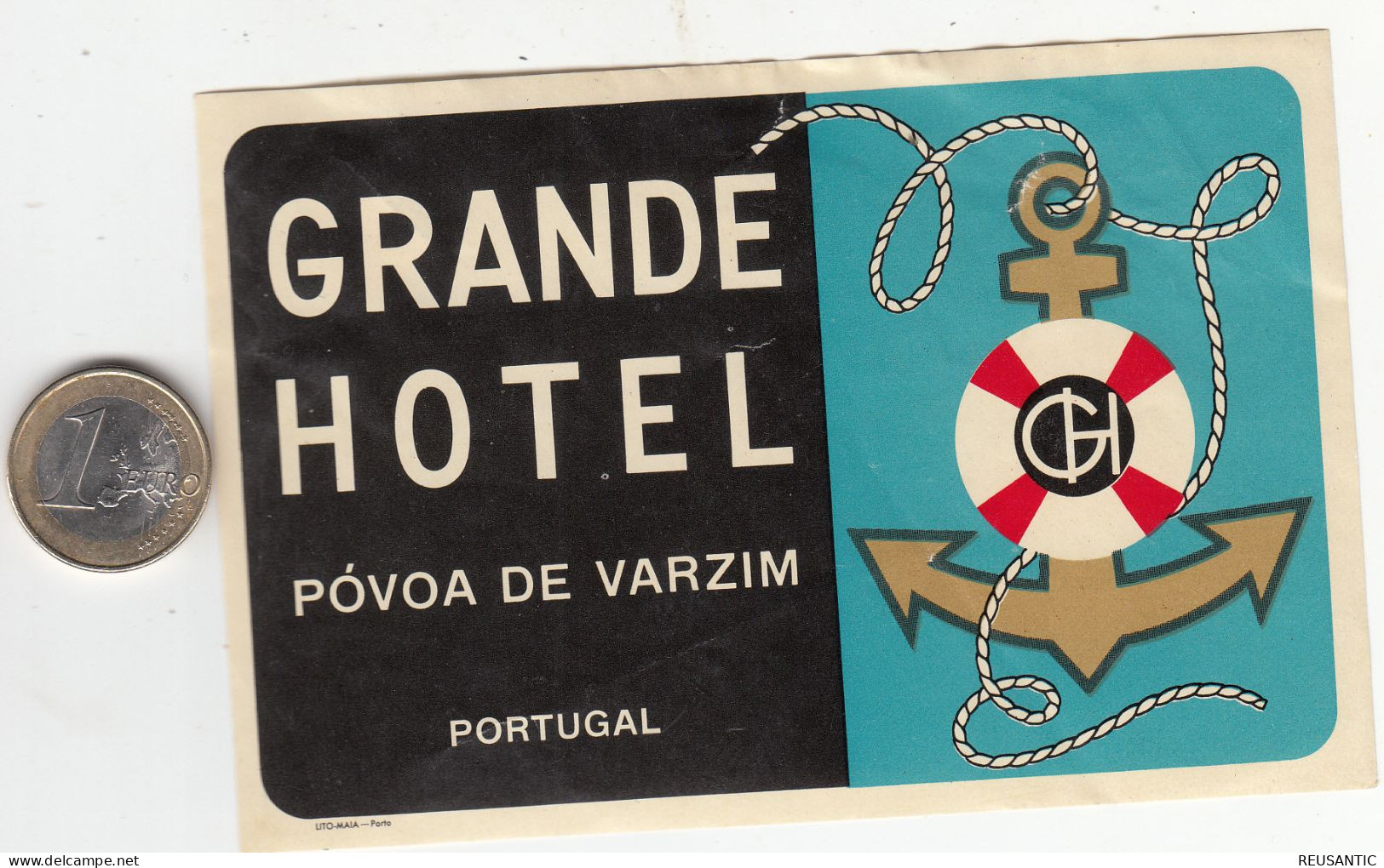 ETIQUETA - STICKER - LUGGAGE LABEL PORTUGAL  HOTEL GRANDE EN POVOA DA VARZIM - Etiketten Van Hotels