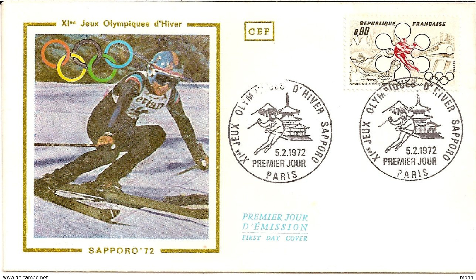 5D6 ---Jeux Olympiques D'hiver 0,90 Sapporo 1er Jour FDC 1972 - Inverno1972: Sapporo