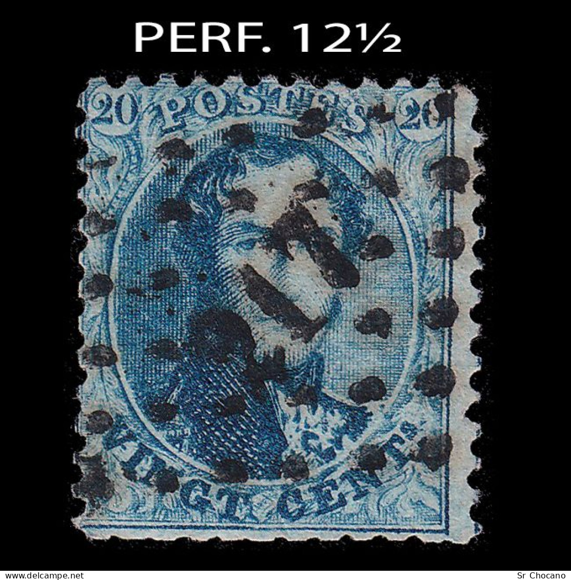 BELGIUM.1863.K.Leopold I.20c.YVERT 15A.CANCEL 217.PERF. 12½ - 1863-1864 Medaglioni (13/16)