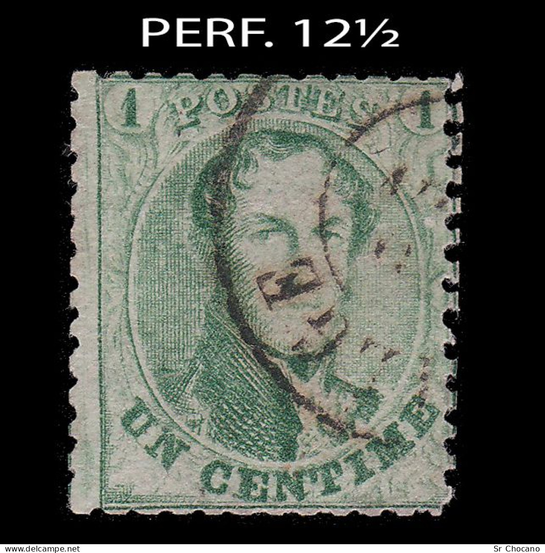 BELGIUM.1863.K.Leopold I.1c.YVERT 13A.USED.PERF. 12½ - 1863-1864 Medallones (13/16)