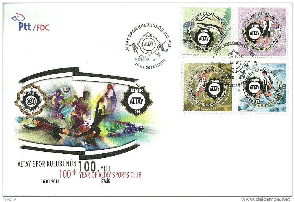 Turkey; FDC 2014 100th Year Of ALTAY Sports Club - FDC