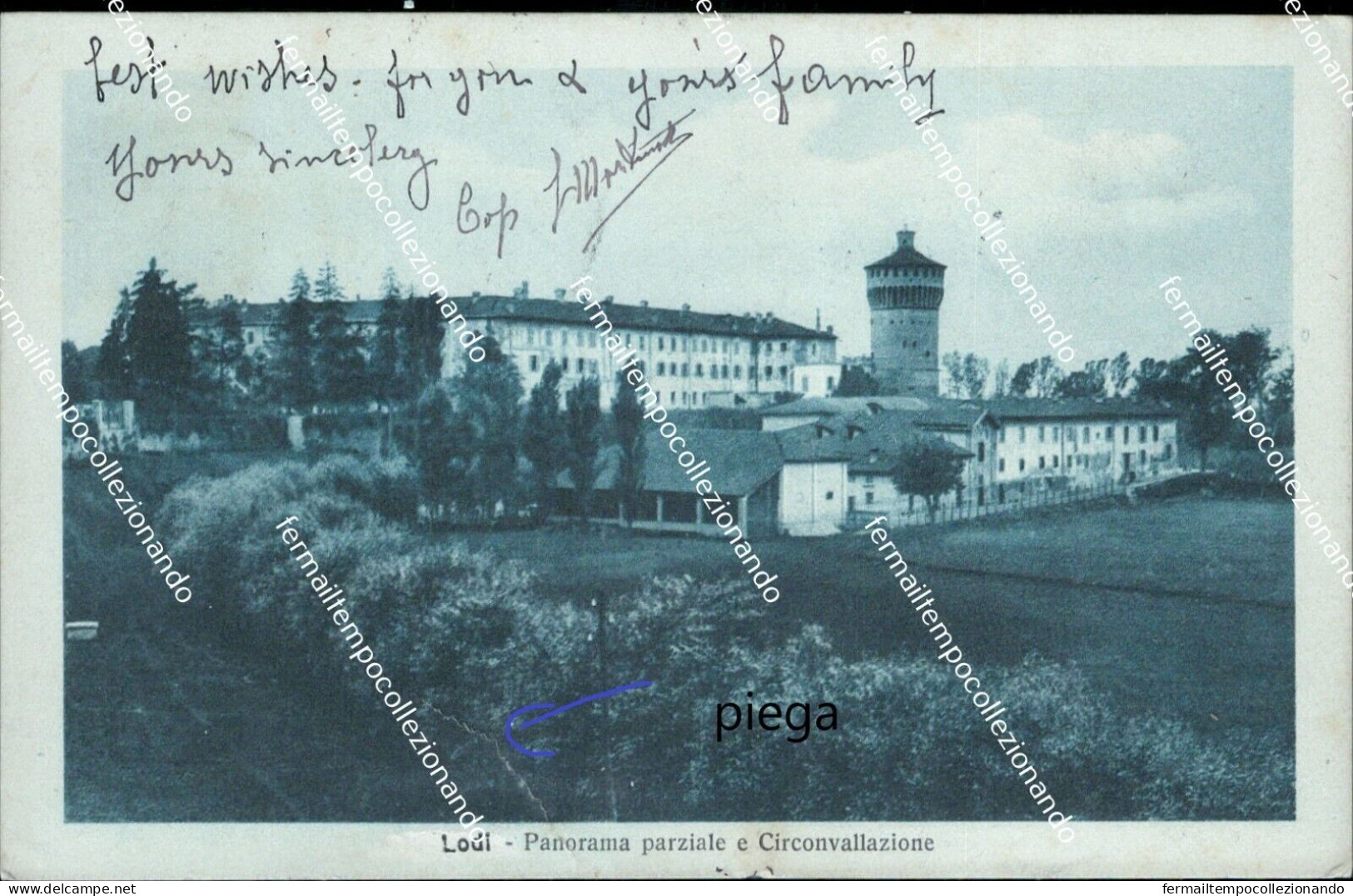 Cn846 Cartolina Lodi Panorama Parziale E Circonvallazione 1913 - Lodi