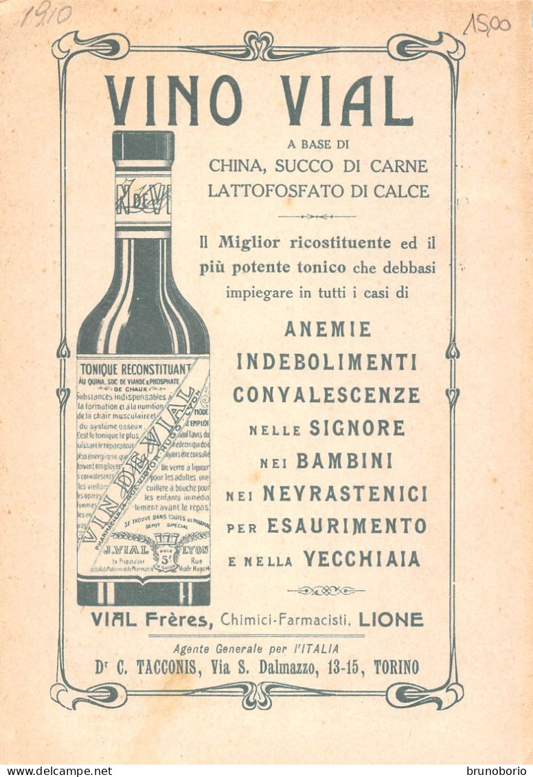 00027 "VINO VIAL FRERES-LYON-A BASE DI CHINA, SUCCO DI CARNE,LATTOFOSFATO DI CALCE-RICOSTITUENTE" PUBBL ANIMATO - Pubblicitari