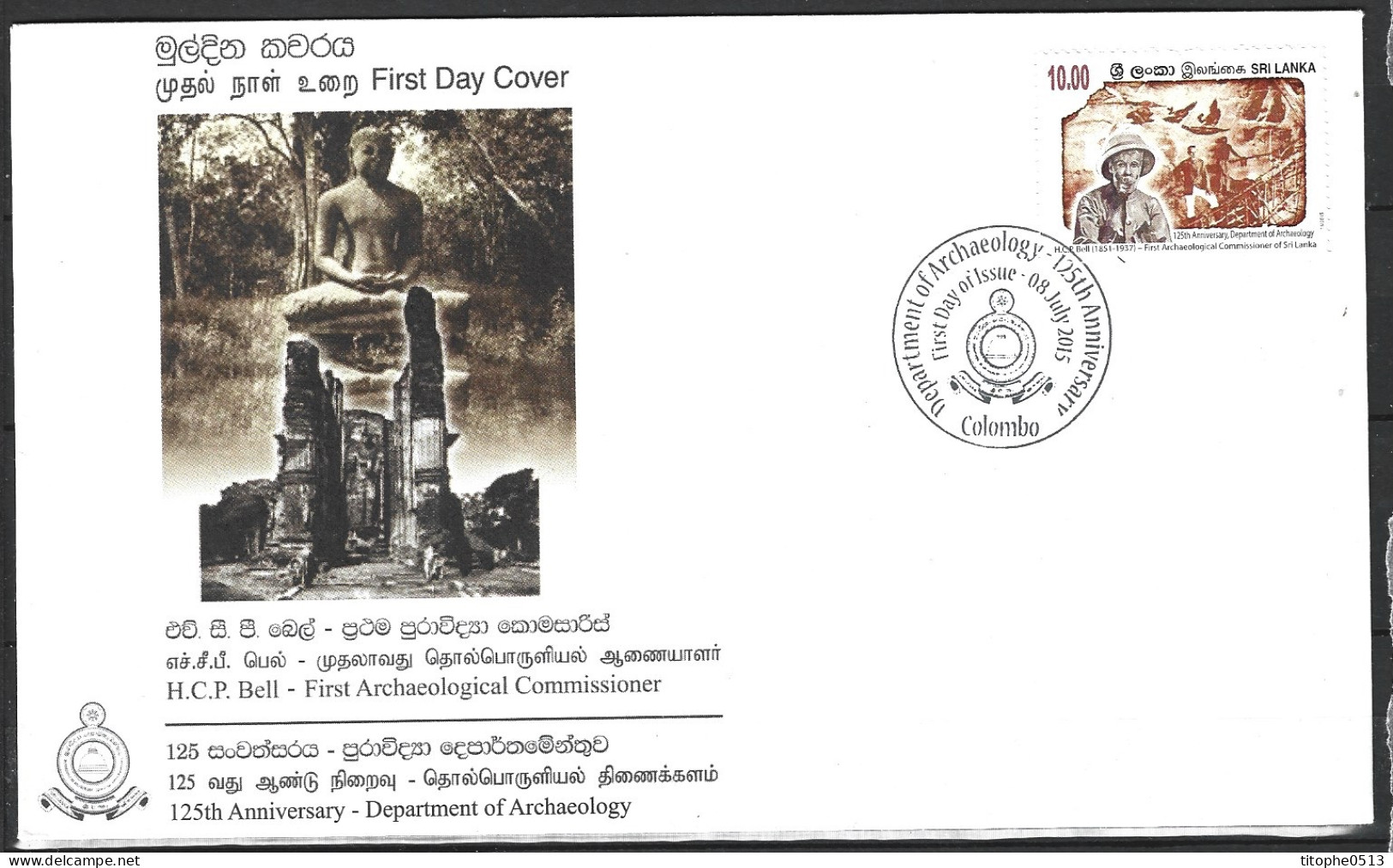 SRI LANKA. N°1981 De 2015 Sur Enveloppe 1er Jour. Archéologue. - Archéologie