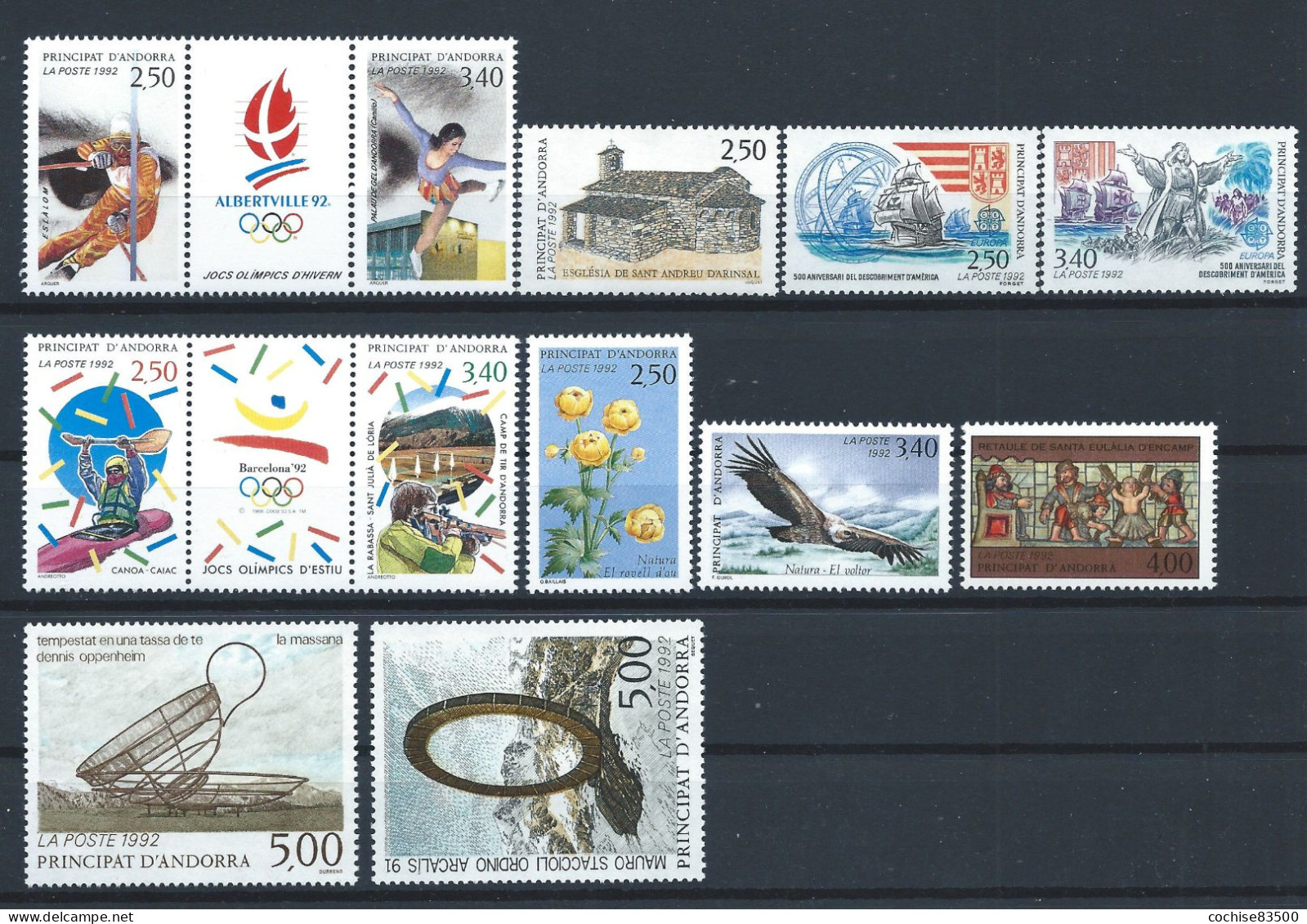 Andorre Lot 12 Tp Neuf** (MNH) Année 1992 - Full Years