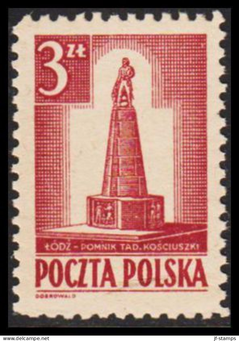 1945. POLSKA. Kosciuszko-memorial 3 Zl Perf 11 Never Hinged.   (Michel 404A) - JF543353 - Algemene Overheid