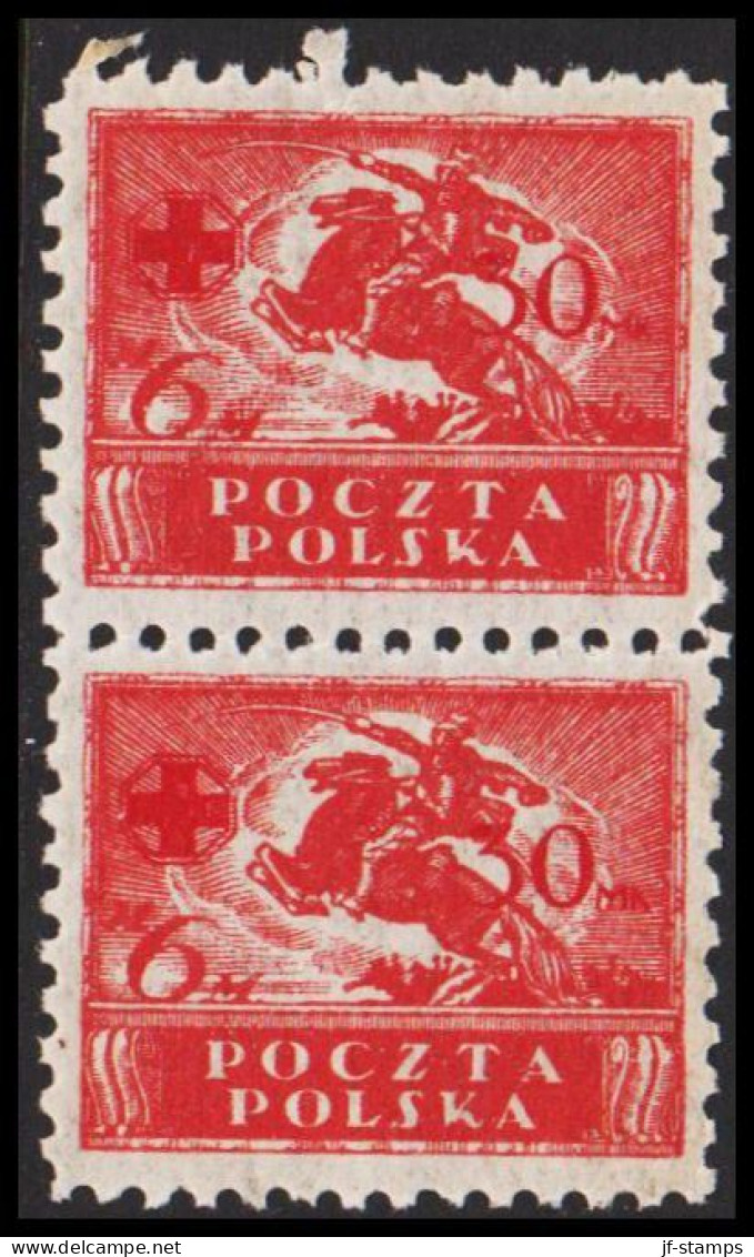 1921. POLSKA. Red Cross 6 M + 30 M In Never Hinged Pair.  (Michel 155) - JF543356 - Unused Stamps