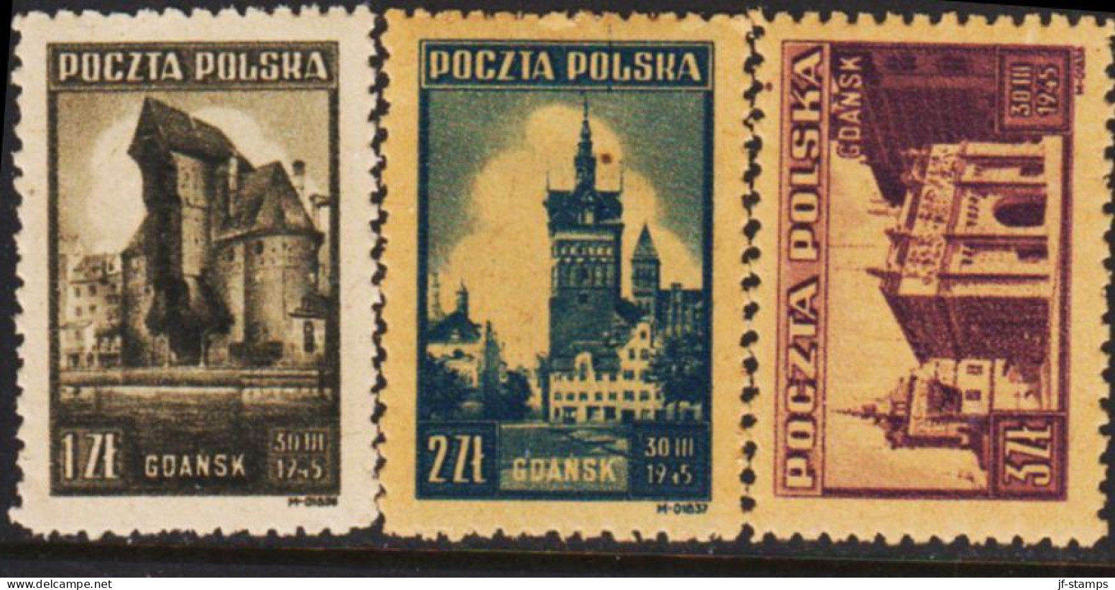 1945. POLSKA. Views From Danzig  Gdansk Complete Set Never Hinged.   (Michel 410412) - JF543363 - General Government