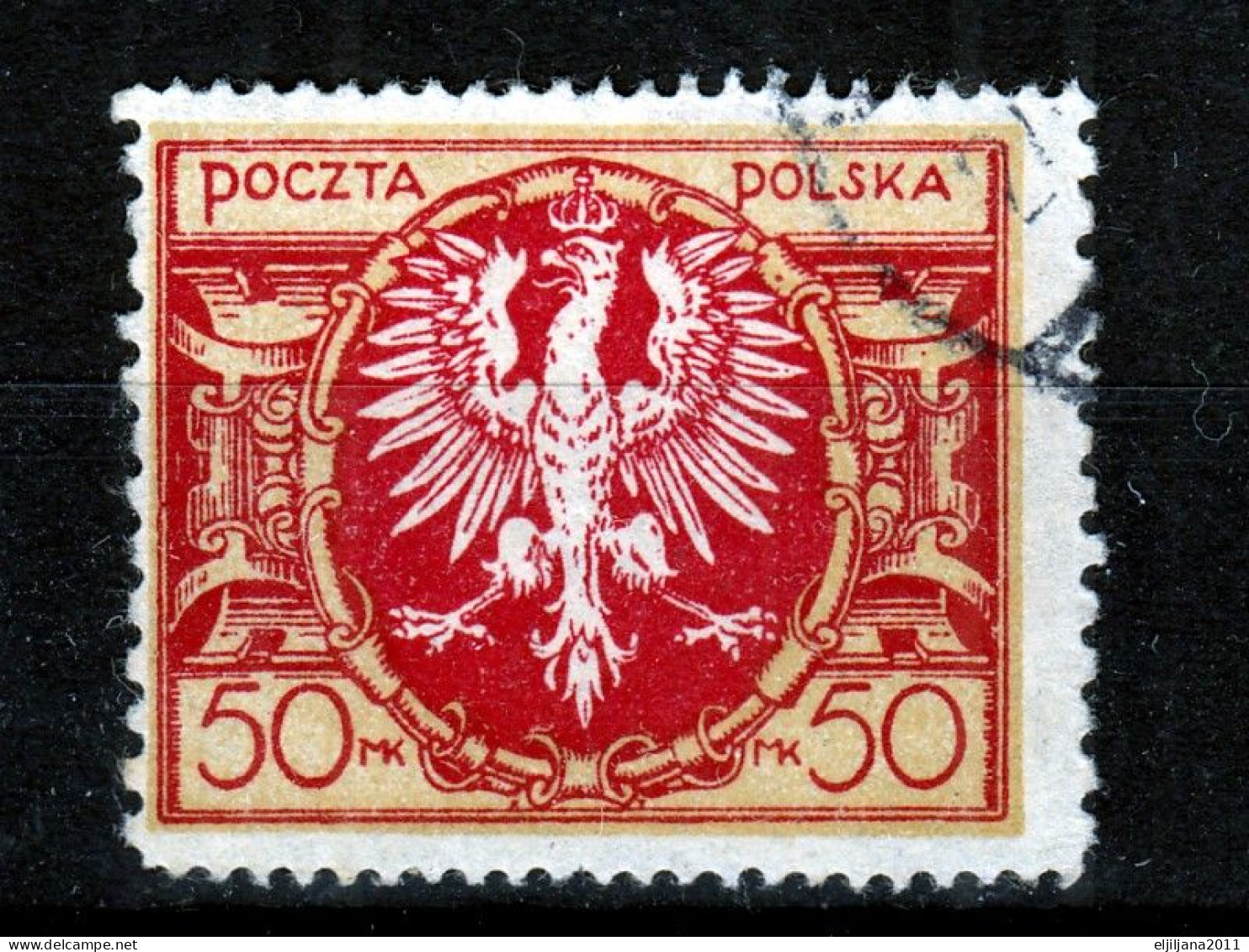 ⁕ Poland 1921 ⁕ Eagle In Shield 50 M. Mi.172 ⁕ 35v Used / Shades - Error / See Scan - Gebraucht
