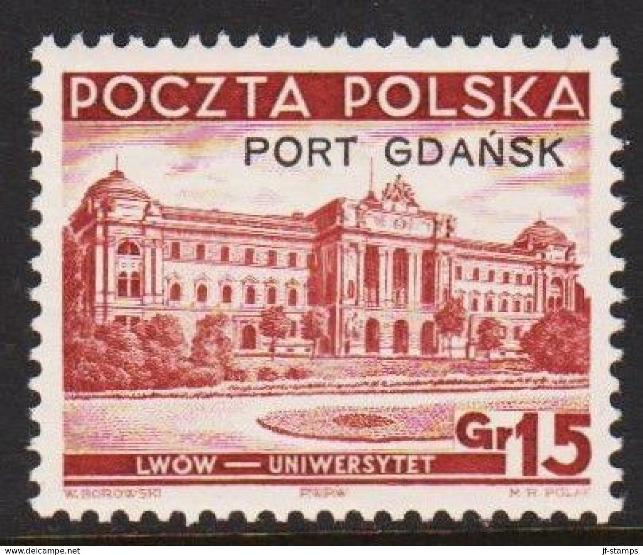 1937. DANZIG. Polnische Post Im Hafen Von Danzig (port Gdansk). PORT GDANSK Overprint On On Gr... (MICHEL 33) - JF543375 - Port Gdansk