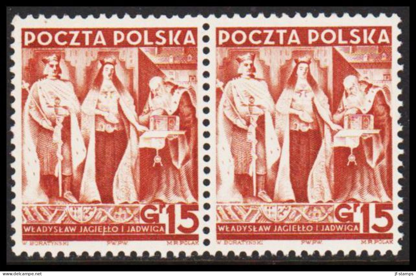 1938. POLSKA. 20 Years Republic Polen 15 Gr In Never Hinged Pair..  (Michel 333) - JF543384 - Nuevos