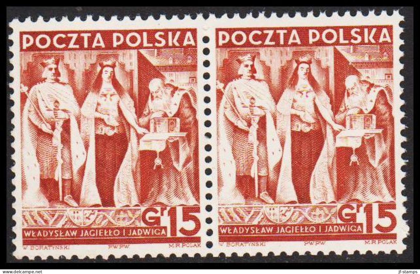 1938. POLSKA. 20 Years Republic Polen 15 Gr In Never Hinged Pair..  (Michel 333) - JF543386 - Ungebraucht