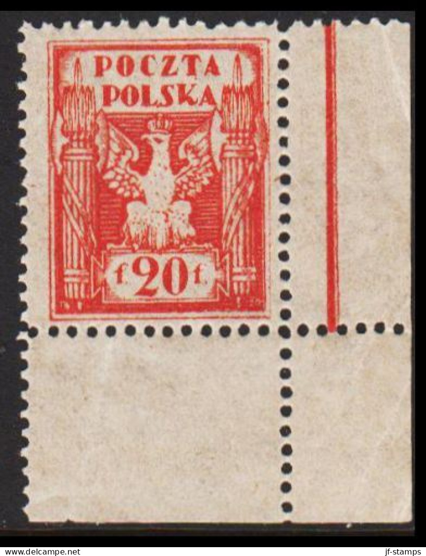 1922. Ostoberschlesien. Regular Issue 20 F Hinged. Corner Margin.  (Michel 3) - JF543411 - Schlesien