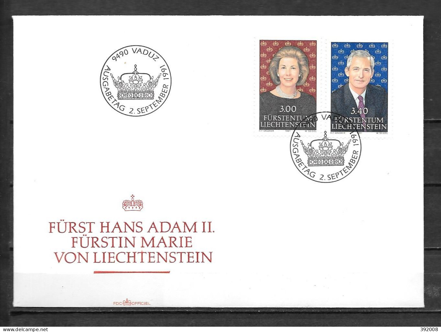 1991 - 965 à 966 - Princesse Marie - Prince Hans-Adam II - 28 - FDC