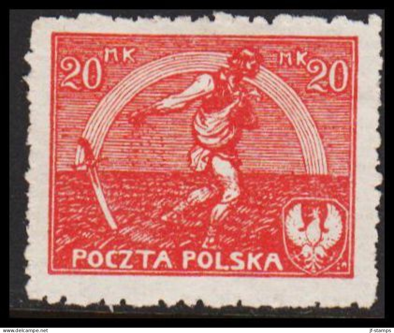 1921. POLSKA. Farmer 20 M No Gum.  (Michel 160) - JF543421 - Neufs