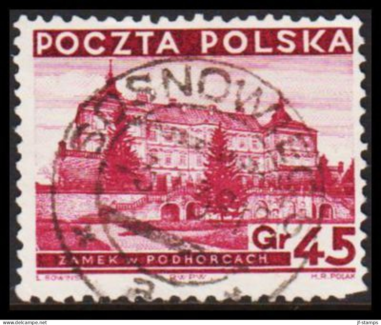 1935. POLSKA. Castle Podhorze 45 Gr. Luxus Cancel SOSNOWIECE (Michel 307) - JF543435 - Gebraucht