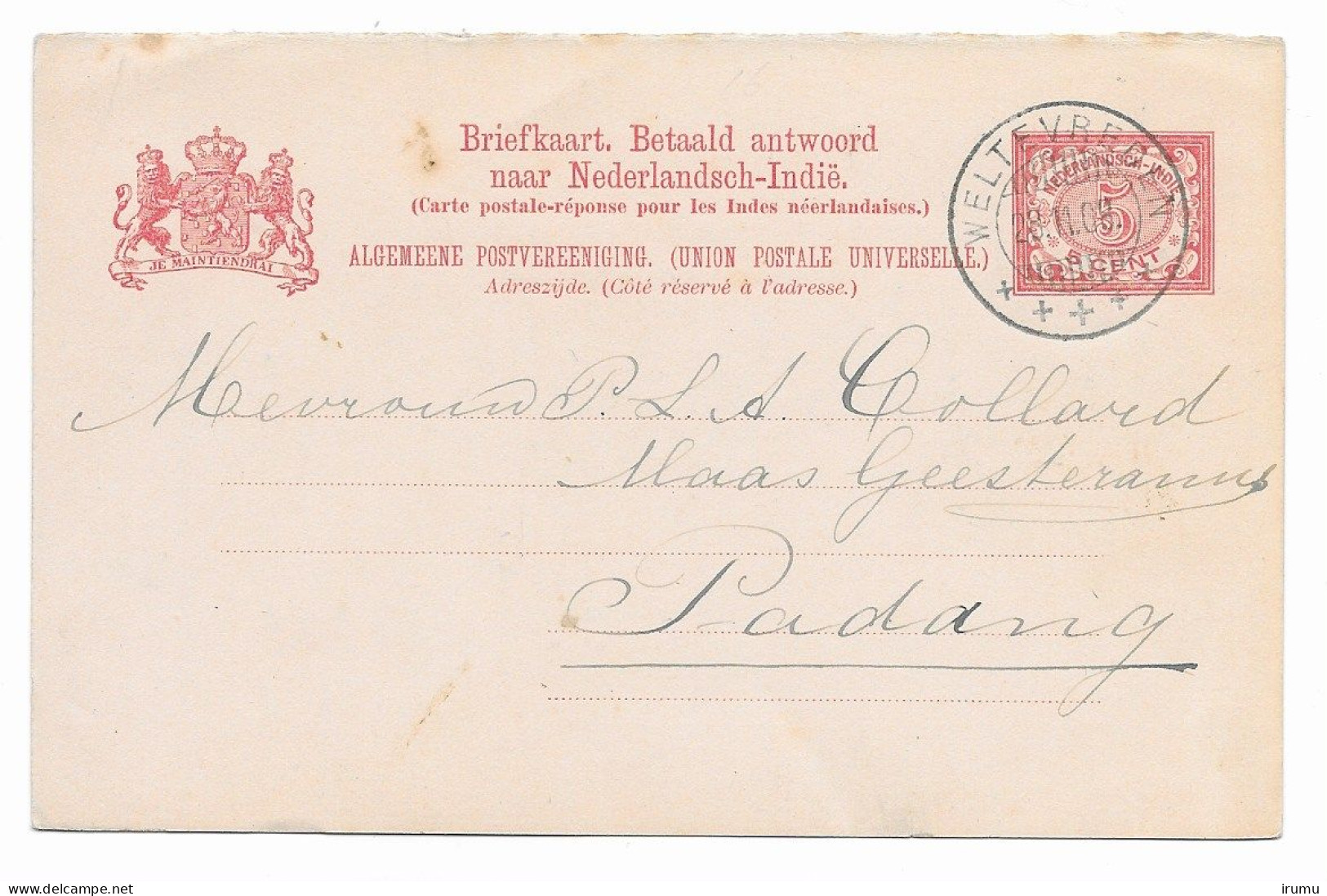 Ned. Indië 1902-03, G14 Weltevreden Naar Padang (SN 2730) - Niederländisch-Indien