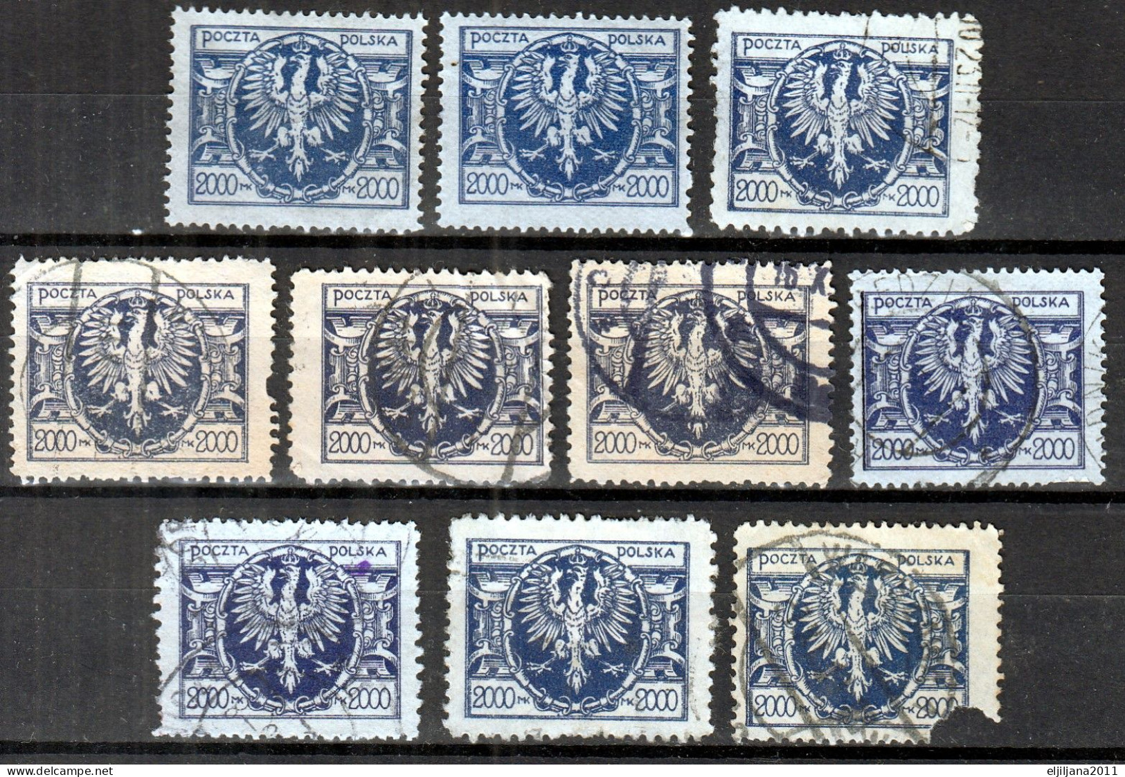 ⁕ Poland 1923 ⁕ Eagle In Shield / Wappenadler Mi.180 & Mi.181 ⁕ 18v Used / Shades - See Scan - Gebraucht