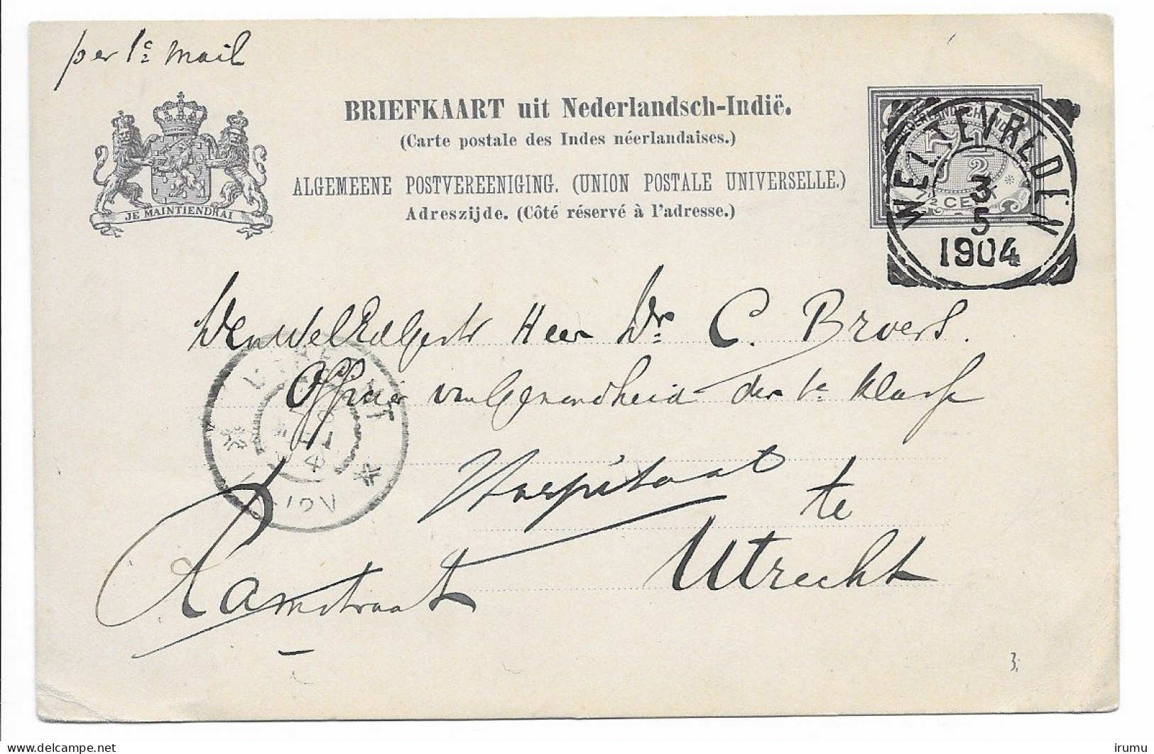 Ned. Indië 1902-03, G15 Weltevreden Naar Nederland (SN 2734) - Niederländisch-Indien
