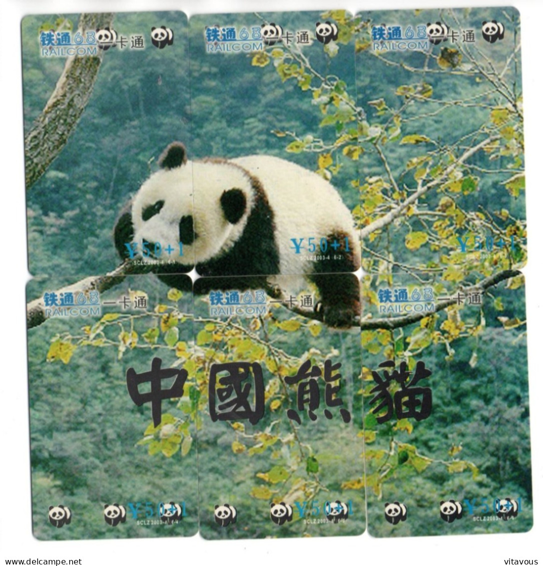 PANDA Animal  PUZZLE CHINE  - 6 Télécartes Phonecard ( K07) - Cina