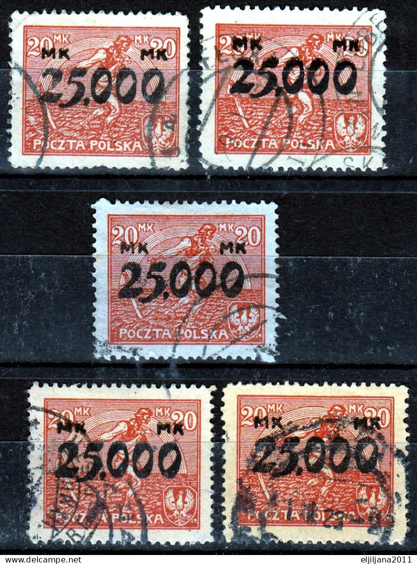 ⁕ Poland 1923 ⁕ Overprint Mi.185,187 ⁕ 11v Used - Used Stamps