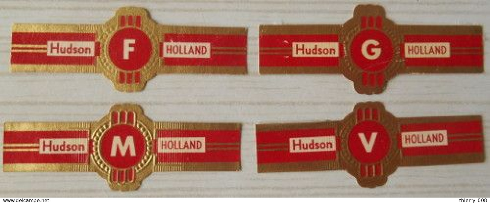 L34 Bague Bagues Cigare Cigares  Hudson Lettres F G M V  4 Pièces - Cigar Bands