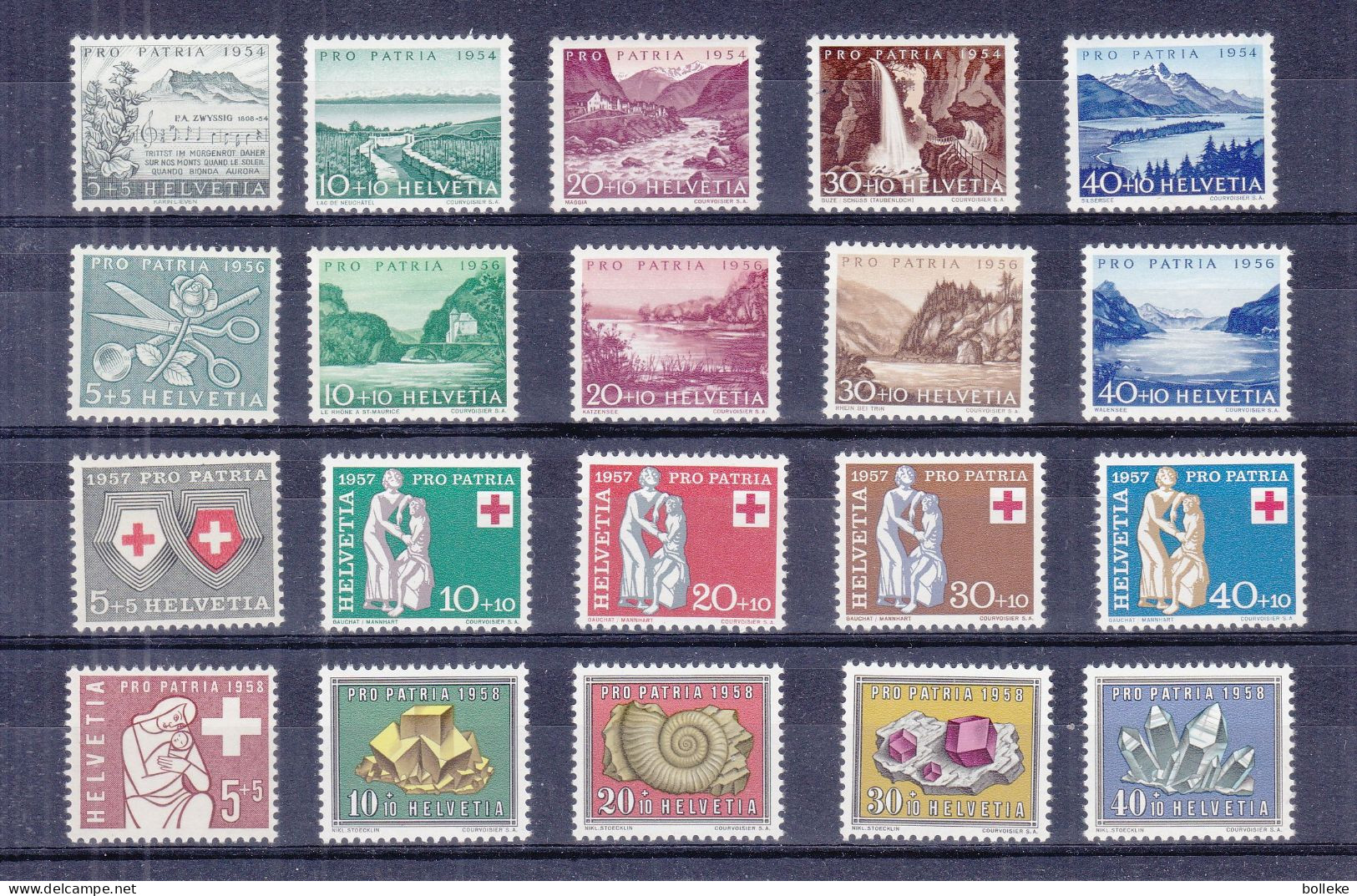 Croix Rouge - Pro Patria - Suisse - Séries De 1954 - 1956 - 1957 Et 1958 ** - Cascades - Minéraux - Valeur 42,50 Euros - Nuovi
