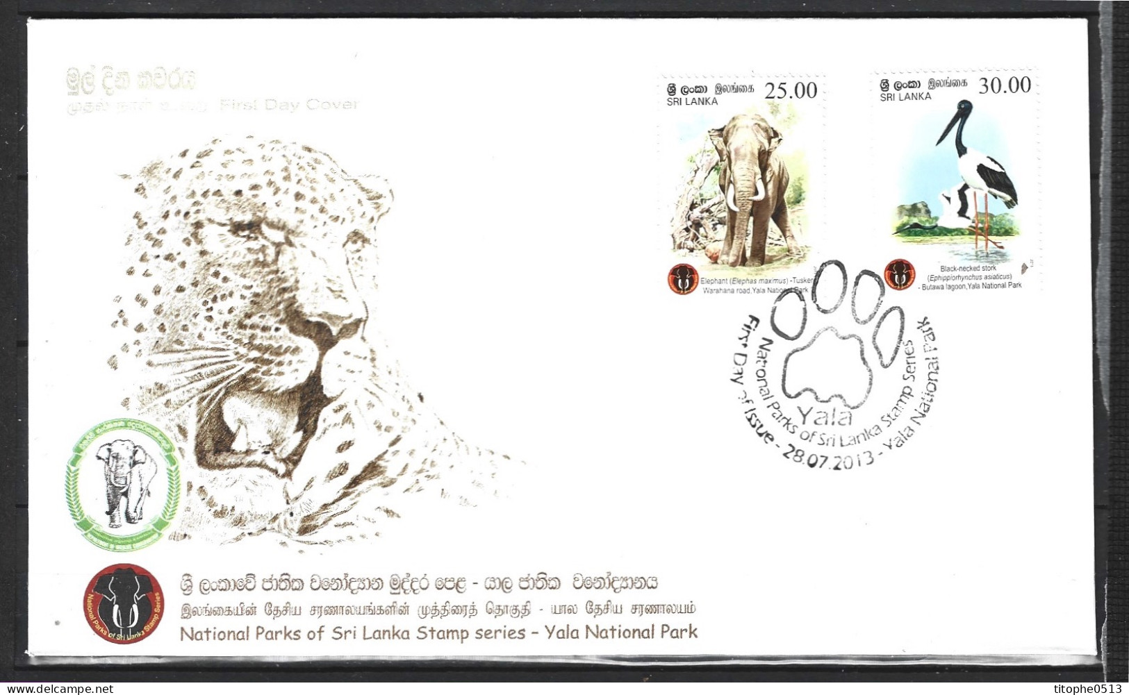 SRI LANKA. Timbres De 2013 Sur Enveloppe 1er Jour. Eléphant. - Elefantes