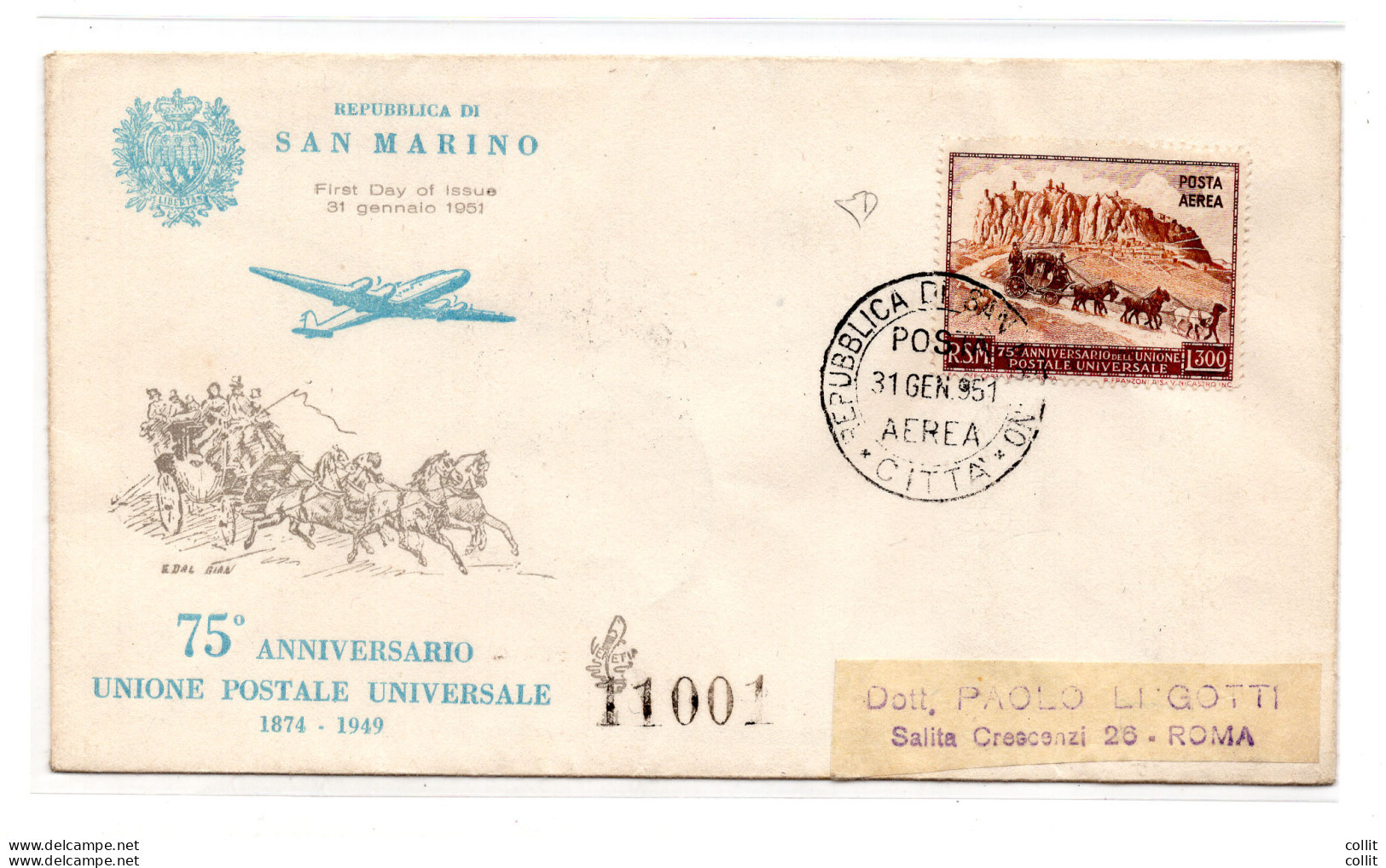 San Marino - U.P.U. Lire 300 P.A. Su FDC Venezia - FDC