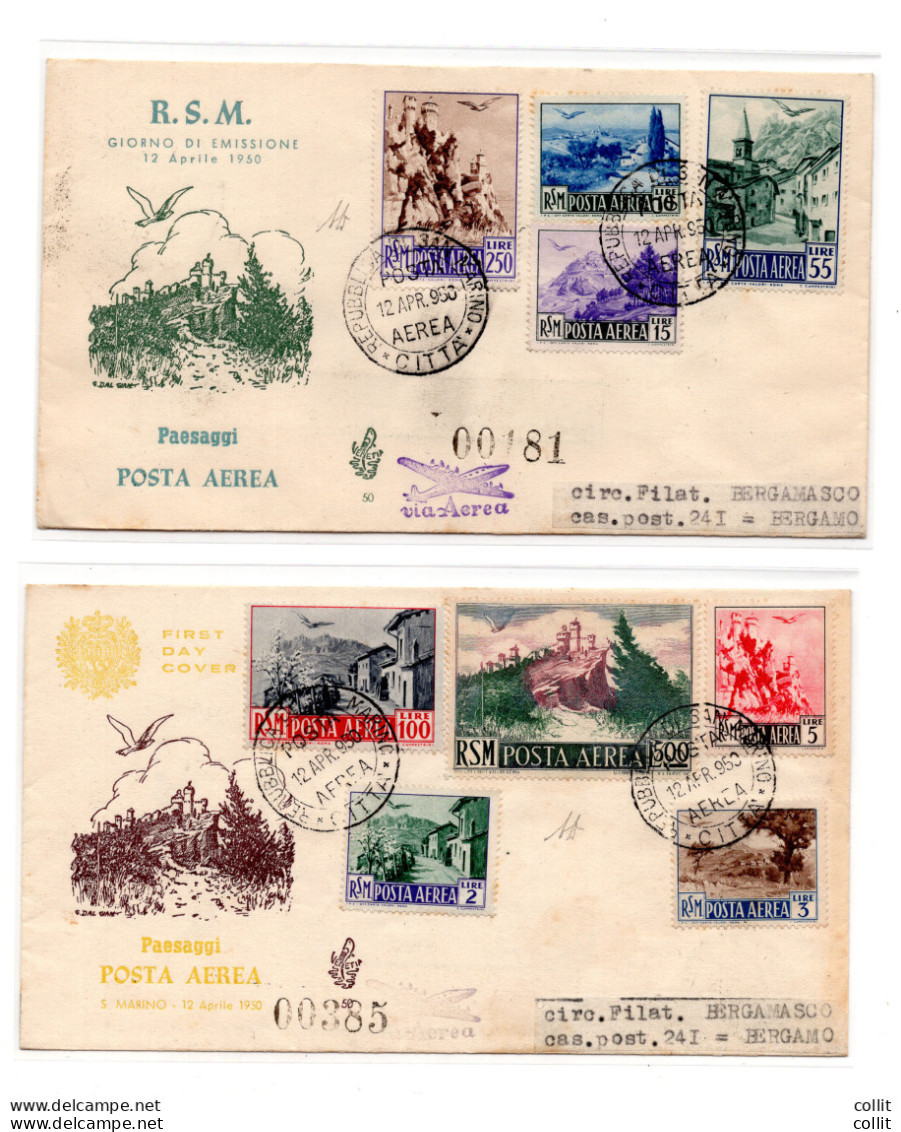 San Marino - Vedute '50 Posta Aerea Su FDC Venezia - FDC