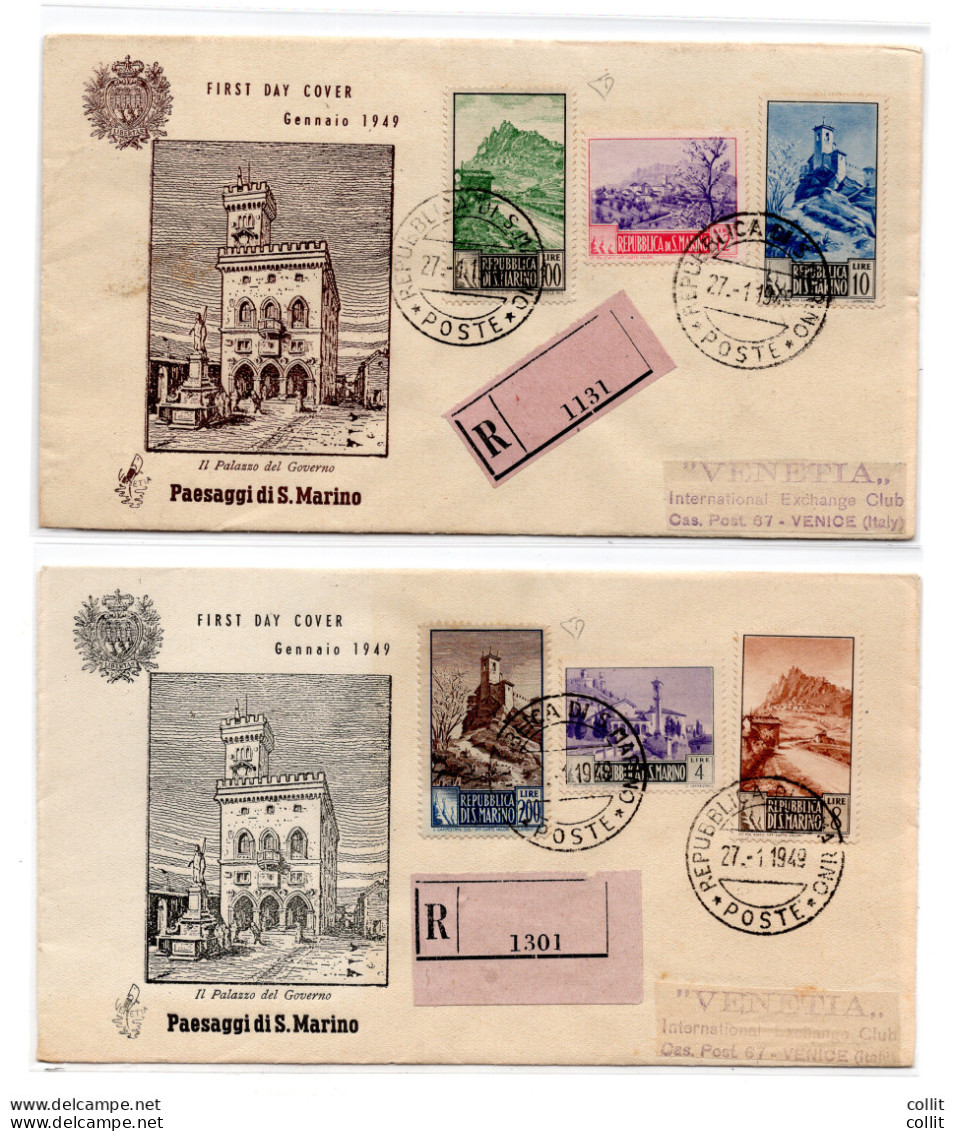 San Marino - Paesaggi '49 Su FDC Venezia - FDC