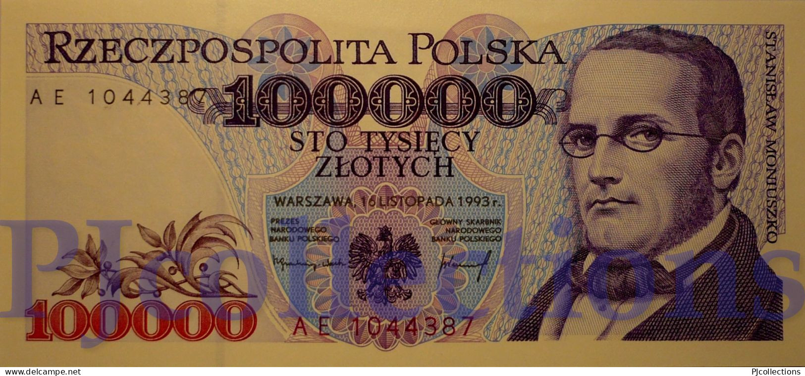 POLONIA - POLAND 100000 ZLOTYCH 1993 PICK 160a UNC PREFIX "AE" - Polen