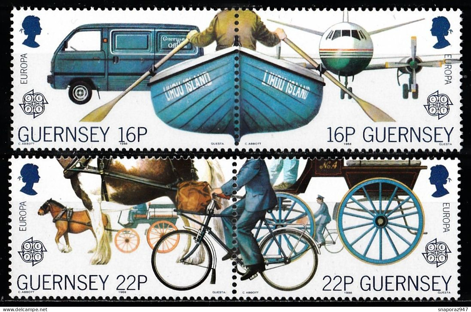 1988 Guernsey CEPT Transport Set MNH** Tr111 - Vélo