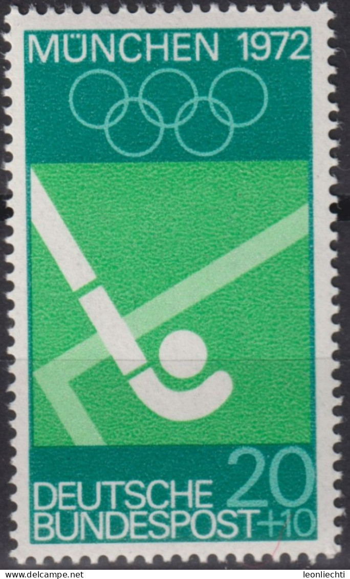 1969 Deutschland > BRD, ** Mi:DE 588, Sn:DE B447, Yt:DE 451, Olympische Sommerspiele München 1972, Feldhockey - Jockey (sobre Hierba)