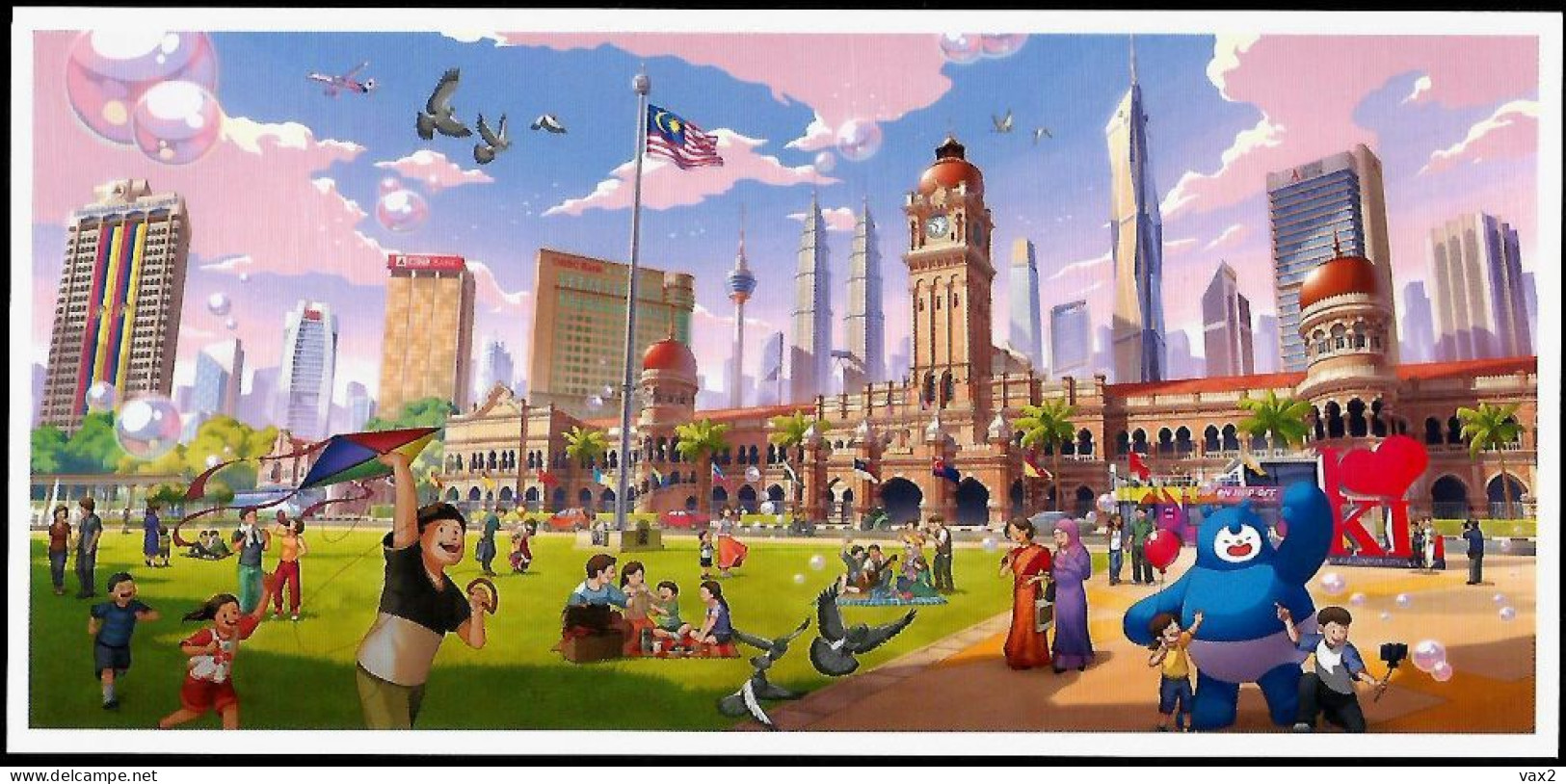 Malaysia Cityscape - Dataran Merdeka Postcard MINT Landmark Kite Aircraft Lifestyle - Malasia