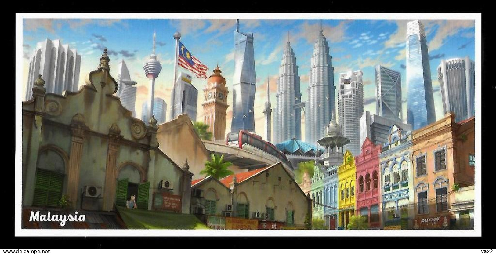 Malaysia Cityscape - Kuala Lumpur 2 Postcard MINT Train Landmark - Malaysia