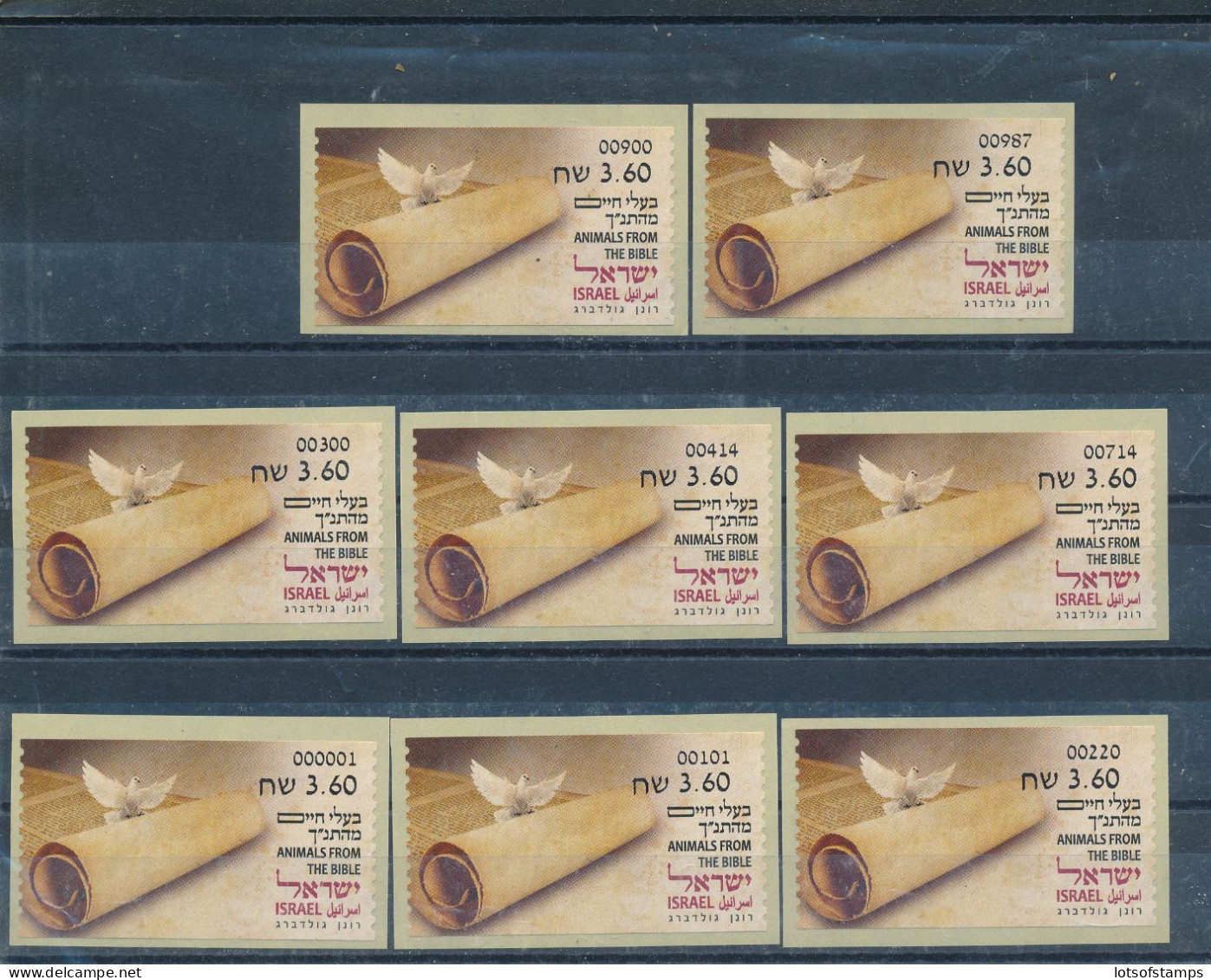 ISRAEL 2024 ANIMALS FROM THE BIBLE ATM LABEL ALL 8 MACHINES MNH - Unused Stamps