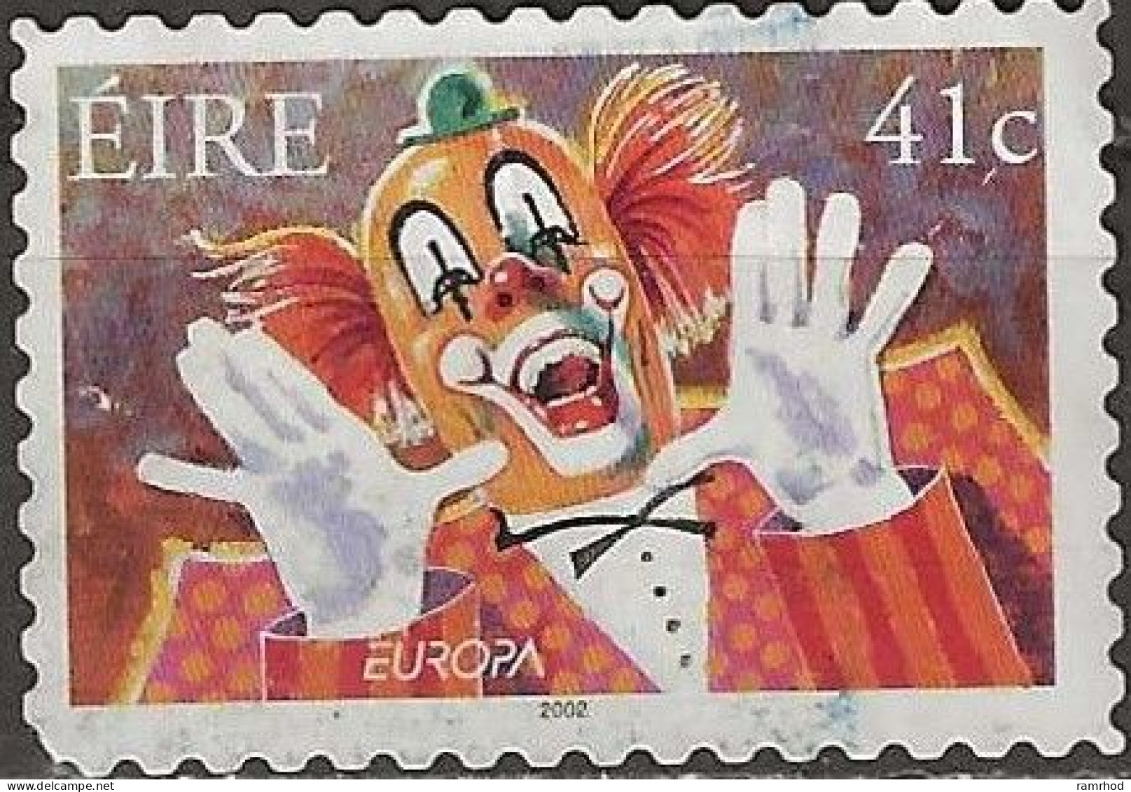 IRELAND 2002 Europa. Circus - 41c Clown FU Self-adhesive - Usados