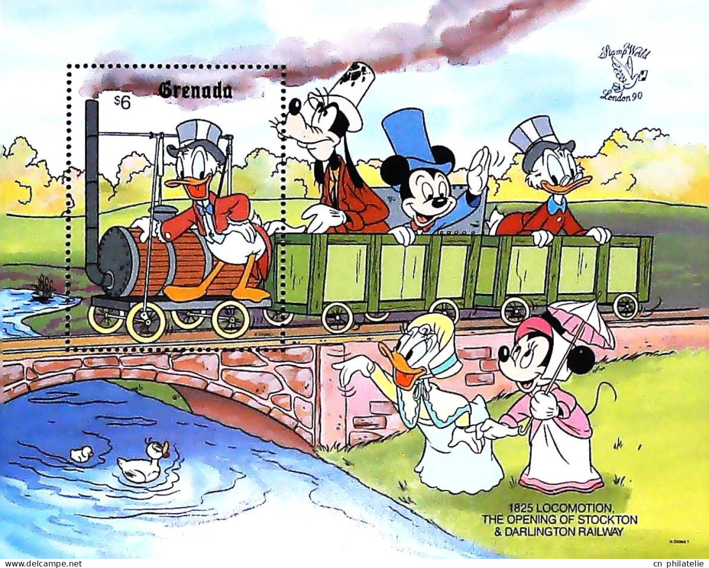 BLOC DISNEY GRENADA N° BF 239  DE 1990 "LOCOMOTIVE  DE 1825" NEUF** - Disney