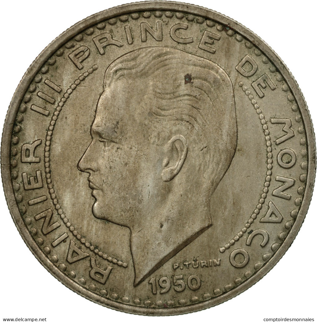 Monnaie, Monaco, Rainier III, 100 Francs, Cent, 1950, TTB, Copper-nickel - 1949-1956 Old Francs