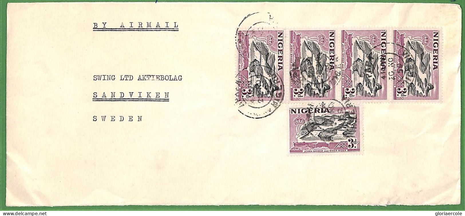 ZA1490 - NIGERIA - POSTAL HISTORY  Large AIRMAIL COVER From APAPA To SWEDEN 1959 - Nigeria (1961-...)