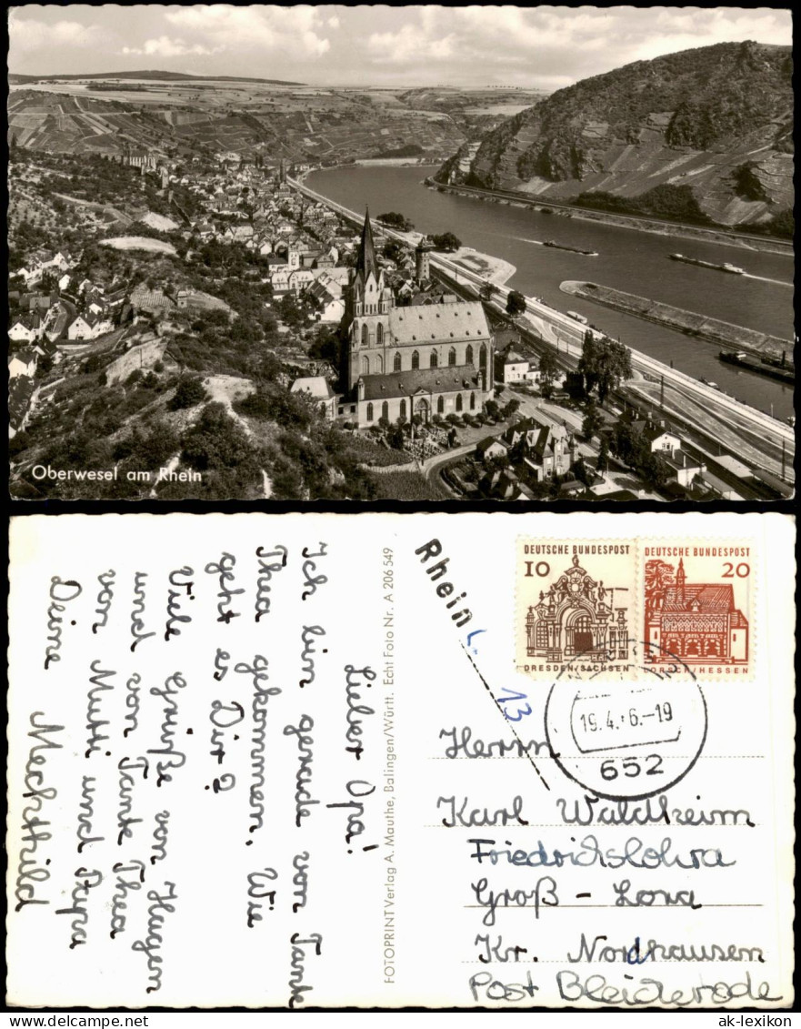 Ansichtskarte Oberwesel Rhein Panorama-Ansicht 1966 - Oberwesel