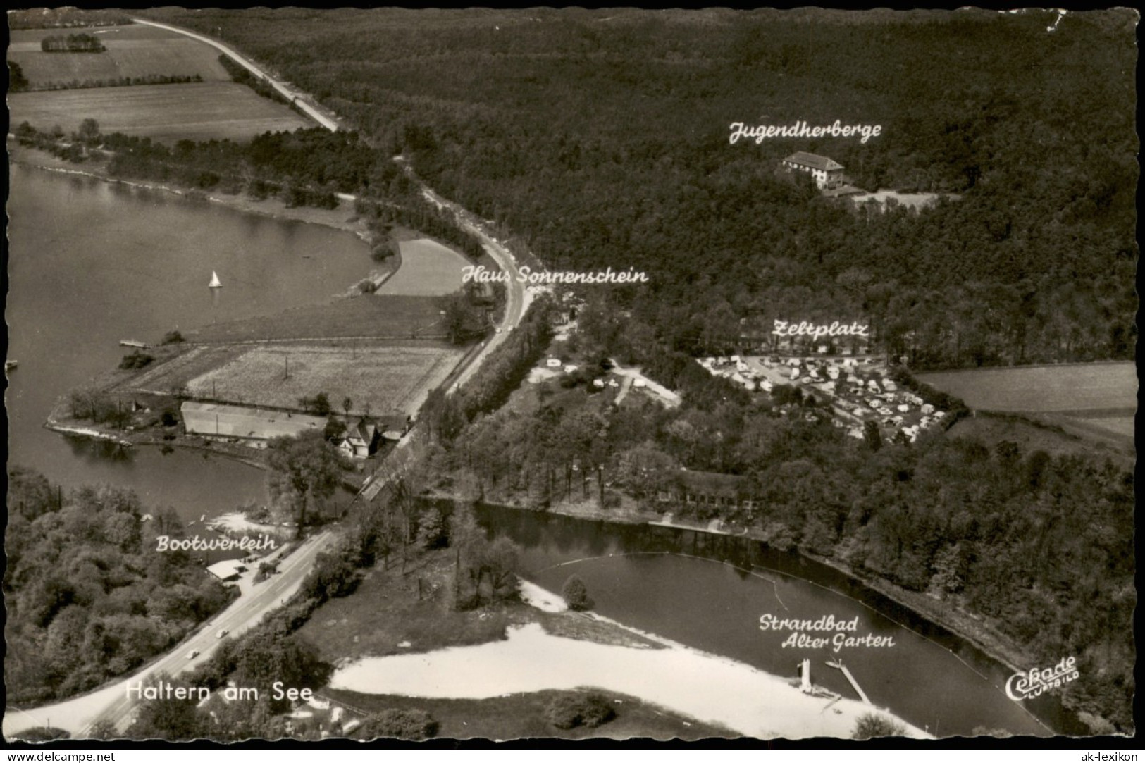 Haltern Am See Luftbild Mit Zeltplatz, Haus Sonnenschein U. Jugendherberge 1964 - Haltern