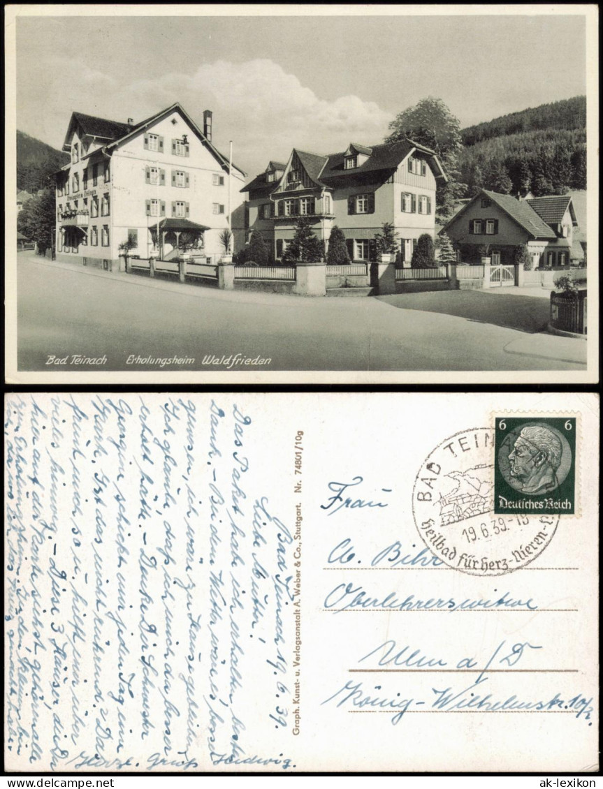 Bad Teinach-Zavelstein Straßenpartie Erholungsheim Waldfrieden 1939 - Bad Teinach
