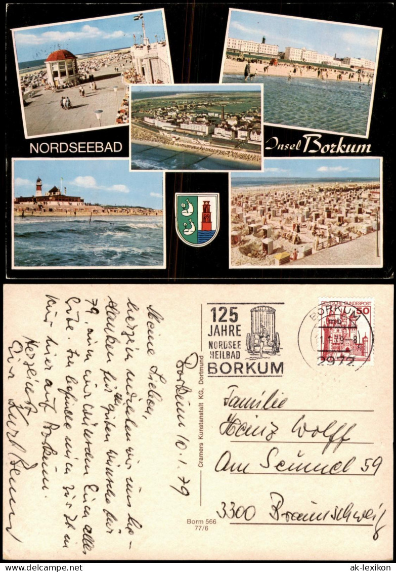 Ansichtskarte Borkum Mehrbildkarte 5 Ansichten NORDSEEBAD 1979/1977 - Borkum