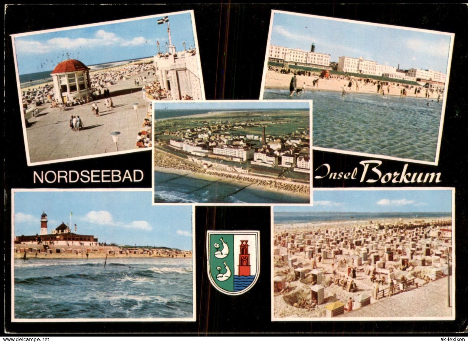 Ansichtskarte Borkum Mehrbildkarte 5 Ansichten NORDSEEBAD 1979/1977 - Borkum