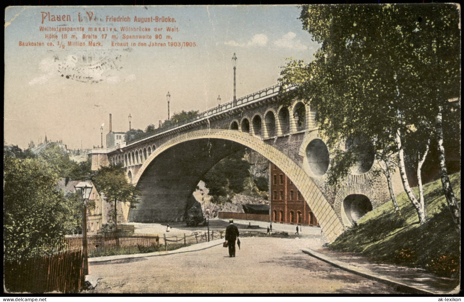 Ansichtskarte Plauen (Vogtland) Friedrich Augustbrücke, Straße 1926 - Plauen