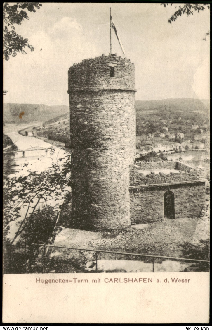 Ansichtskarte Bad Karlshafen Hugenottenturm 1921 - Bad Karlshafen